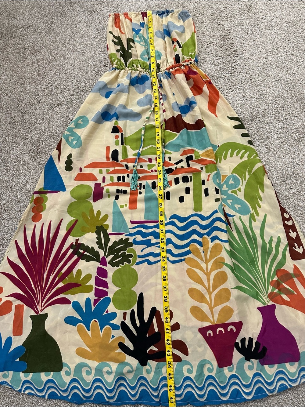 Mediterranean Print Strapless Maxi Dress – Size Small - Picture 3 of 9